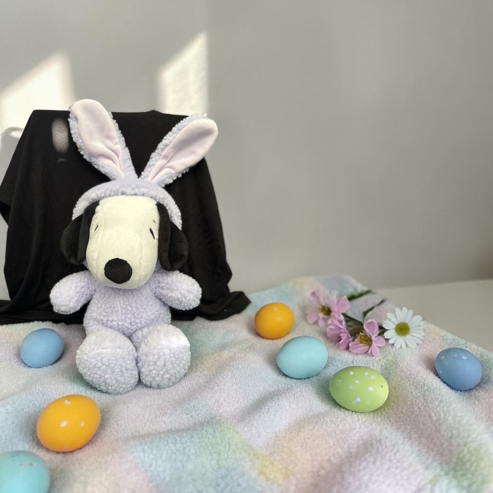 Hallmark Peanuts Snoopy Easter Bunny Plush Lavender Purple Sherpa 14 Inch Toy